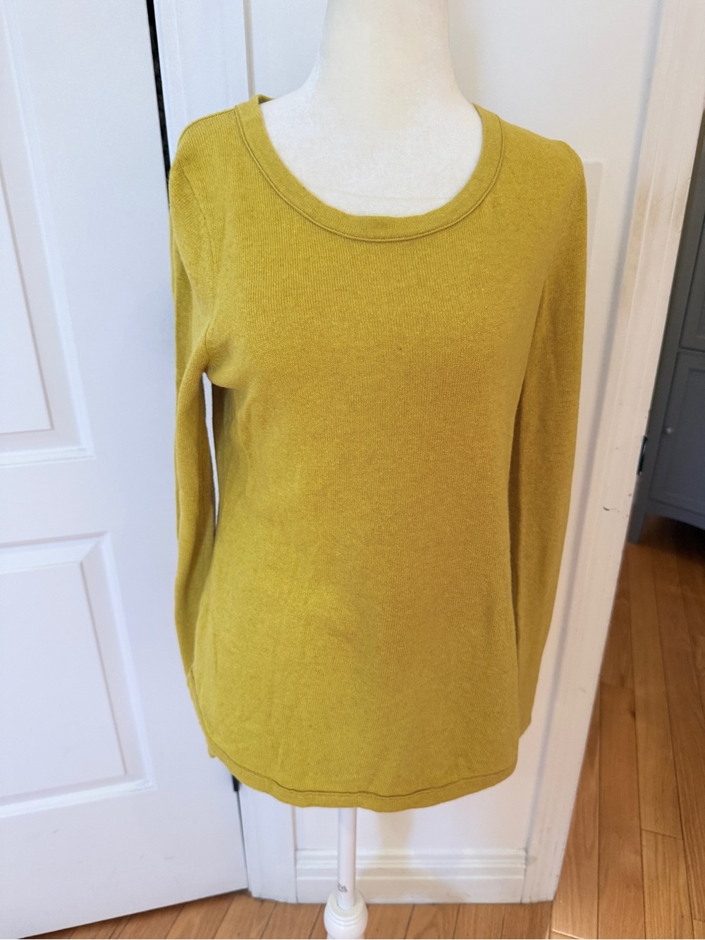 LOFT Scoop Neck Lightweight Sweater in Mustard